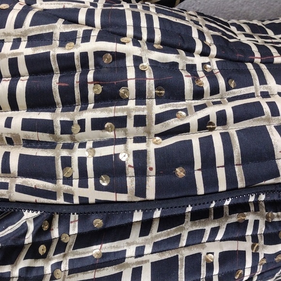 Carole Little Black Geometric Silk Collared Long Sleeve Zipper Front Jacket - Picture 5 of 15